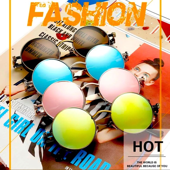 Vintage Steampunk Sunglasses Inspired Gothic Metal Round Retro Eyewear Glasses main image 6